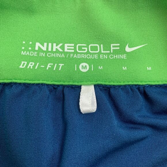 Nike Golf Dri Fit Top Womens Medium Blue Green Snap Button Collar Long Sleeve - Picture 7 of 11